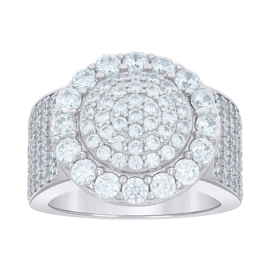 Sterling Silver Men's Cubic-Zirconia Fashion Bridal Anniversary Wedding Engagement Band Ring