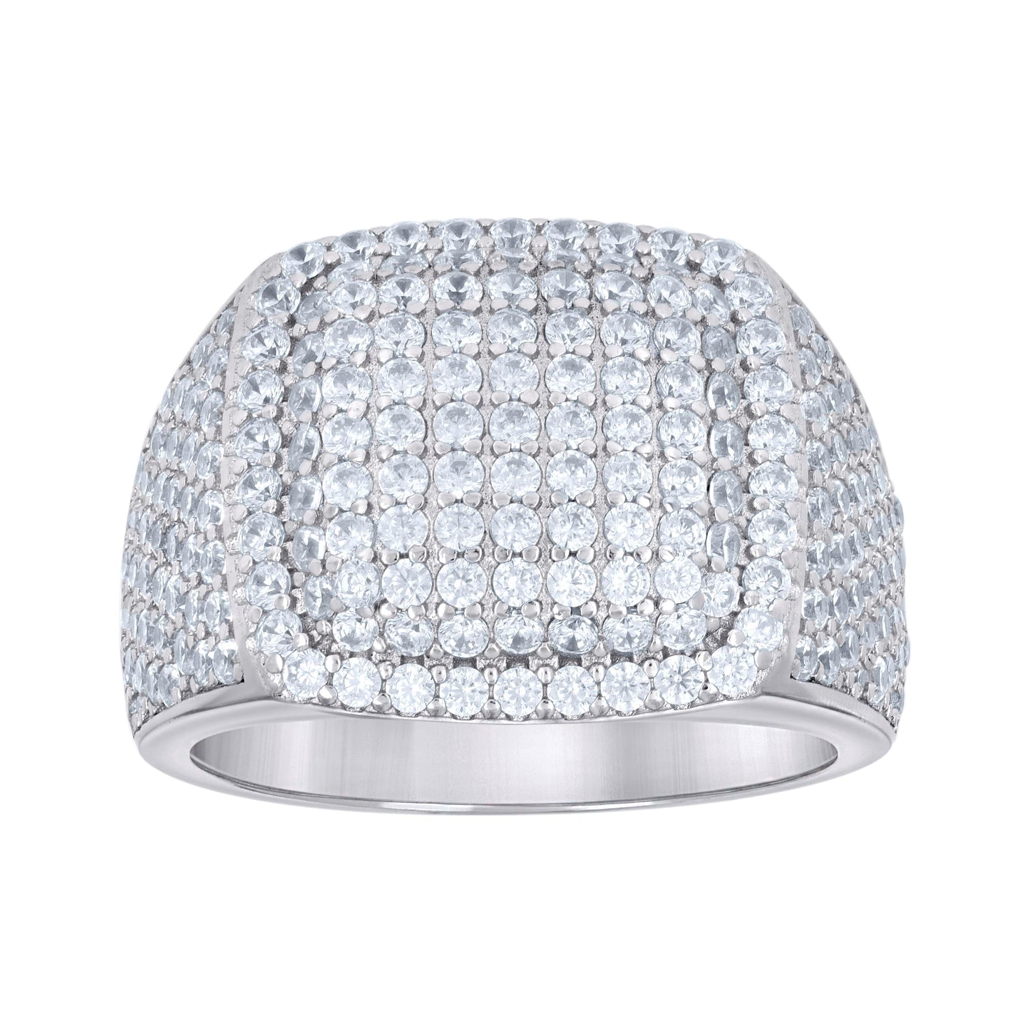 Sterling Silver Men's Cubic-Zirconia Cluster Square Head Fashion Bridal Anniversary Wedding Engagement Band Ring