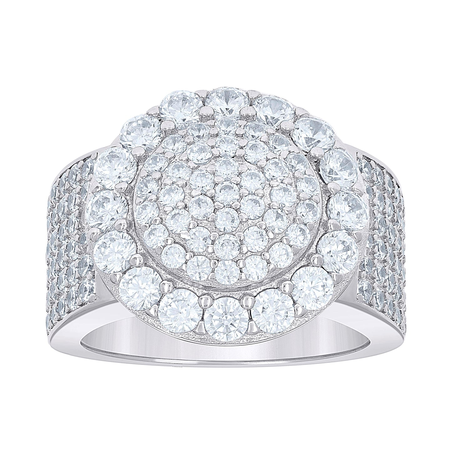 Sterling Silver Men's Cubic-Zirconia Cluster Round Head Fashion Bridal Anniversary Wedding Engagement Band Ring
