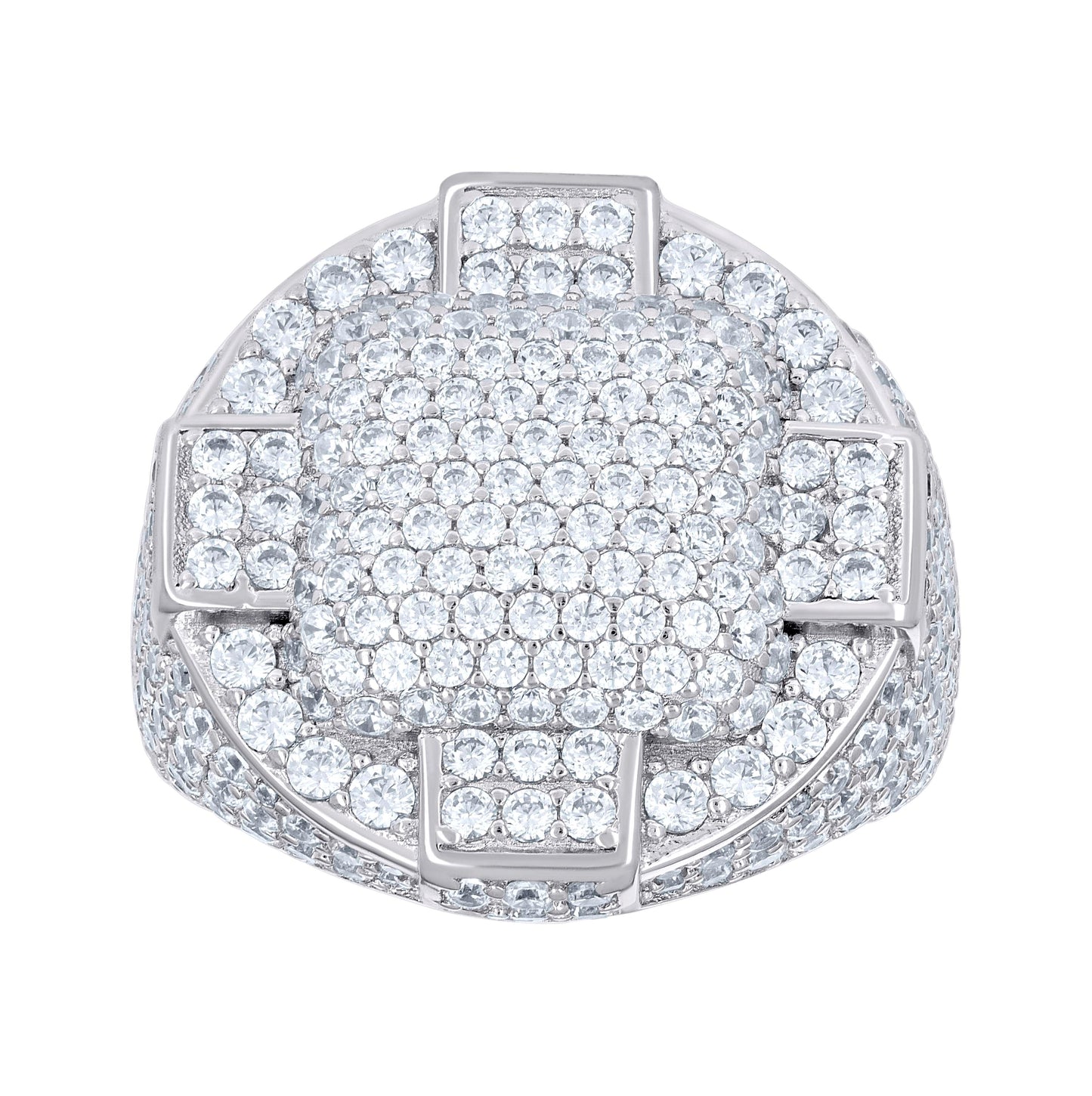 Sterling Silver Men's Cubic-Zirconia Cluster Round Head Fashion Bridal Anniversary Wedding Engagement Band Ring