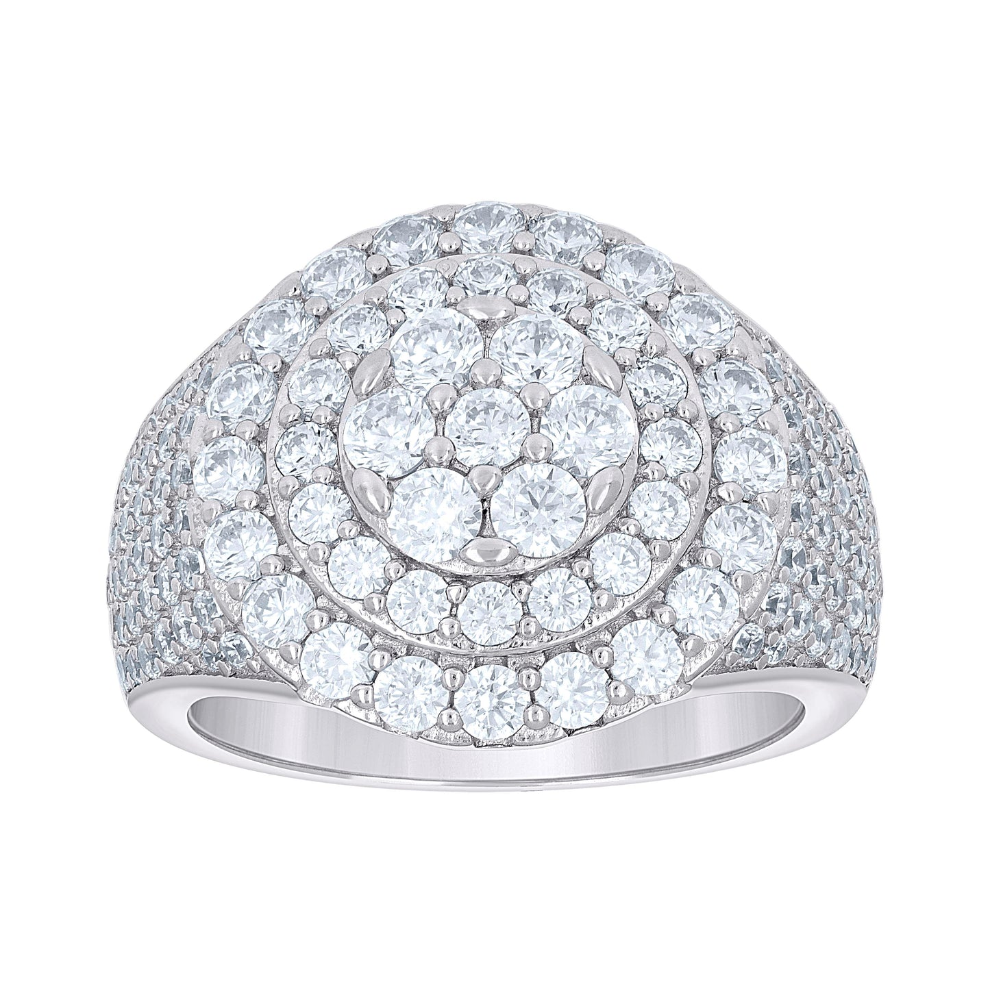 Sterling Silver Men's Cubic-Zirconia Cluster Round Head Fashion Bridal Anniversary Wedding Engagement Band Ring