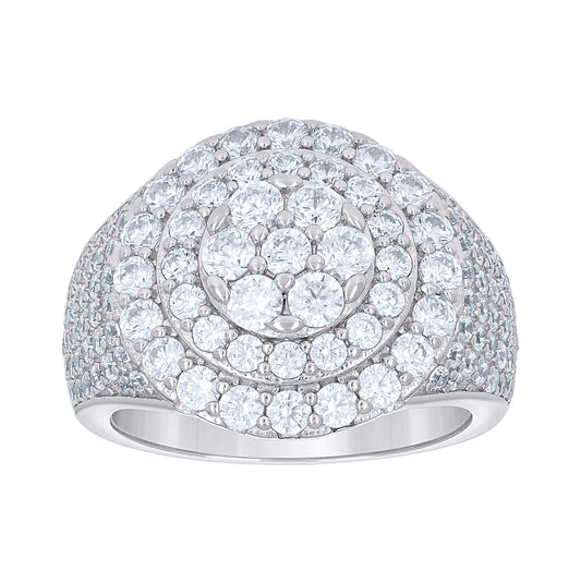 Sterling Silver Men's Cubic-Zirconia Cluster Round Head Fashion Bridal Anniversary Wedding Engagement Band Ring