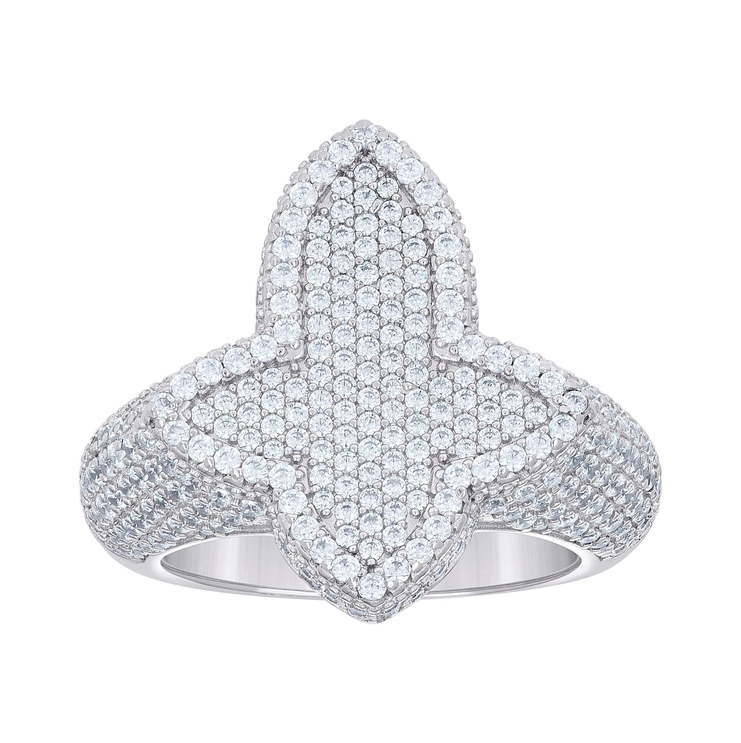 Sterling Silver Mens Cubic-Zirconia Cluster Cross Religious Bridal Anniversary Wedding Engagement Band Ring