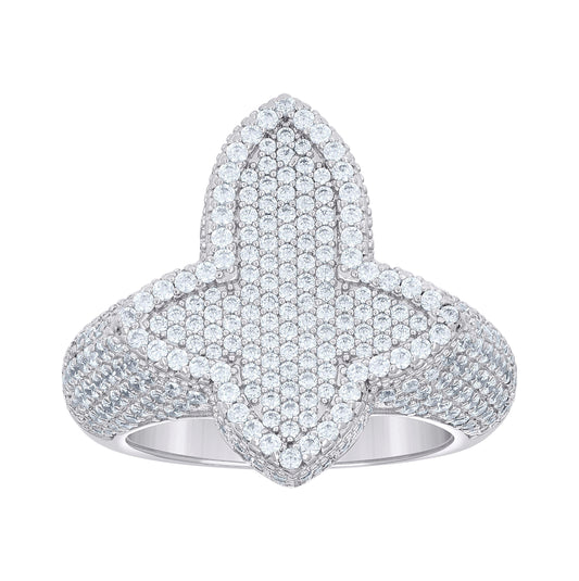 Sterling Silver Mens Cubic-Zirconia Cluster Cross Religious Bridal Anniversary Wedding Engagement Band Ring