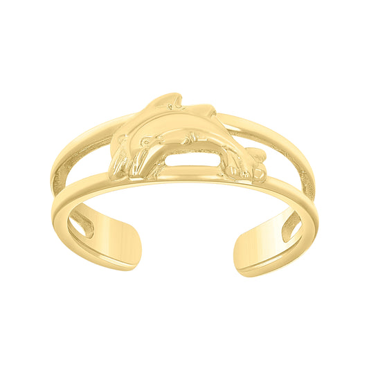 10K Yellow Gold Womens Dolphins Toe Ring