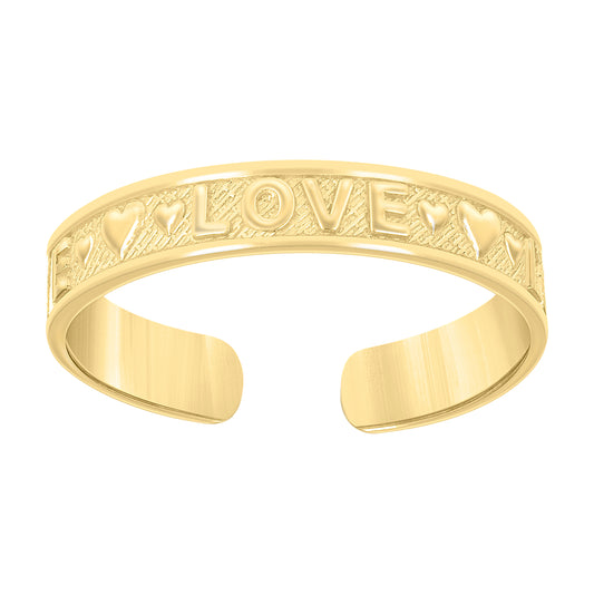 14K Yellow Gold Womens Love Toe Ring