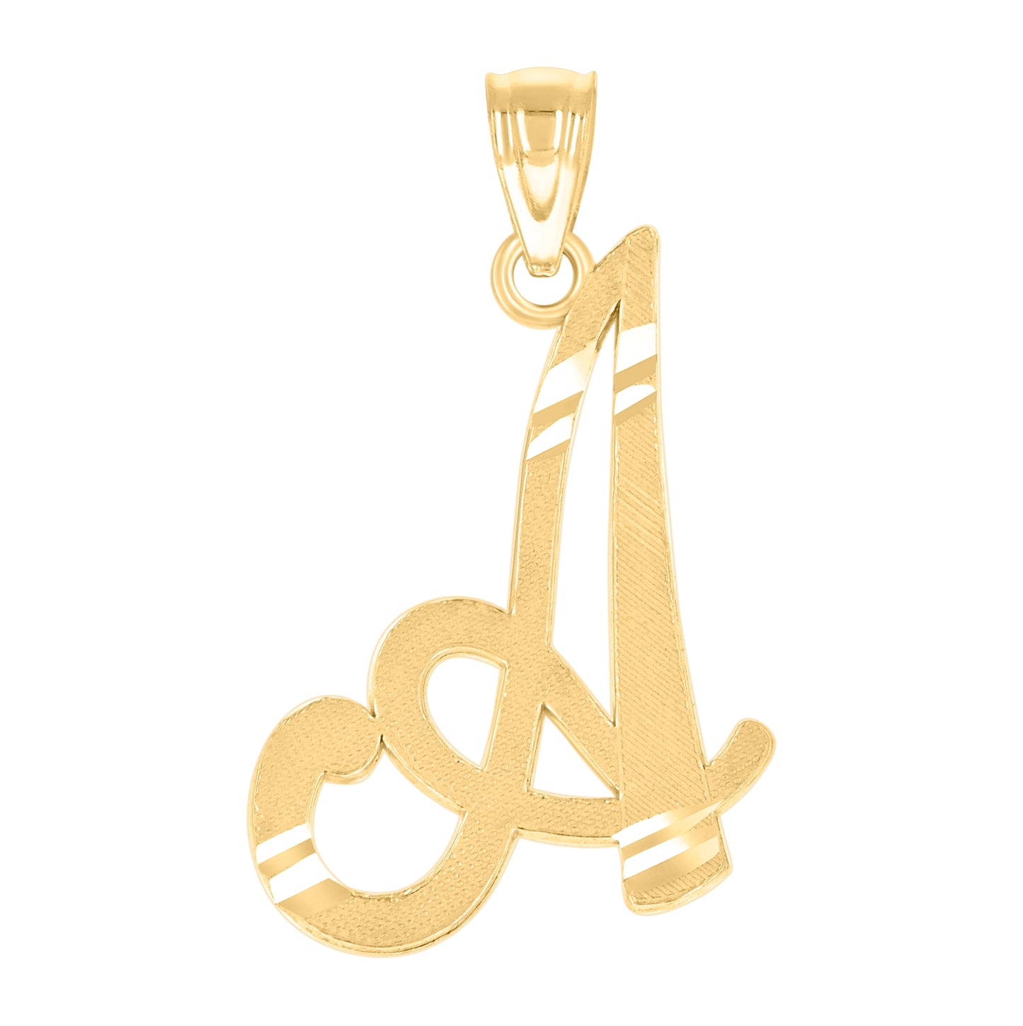 14K Yellow Gold Unisex Initial Alphabet A Charm Pendant