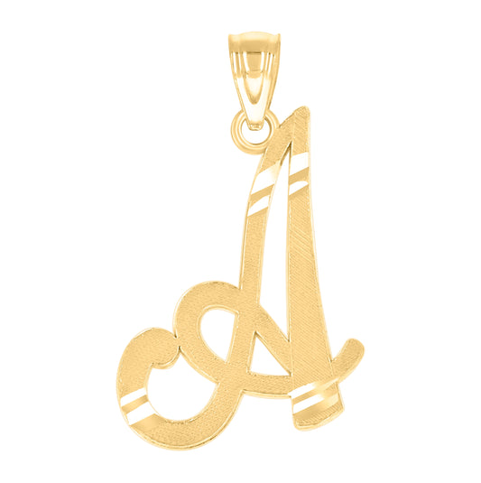 14K Yellow Gold Unisex Initial Alphabet A Charm Pendant