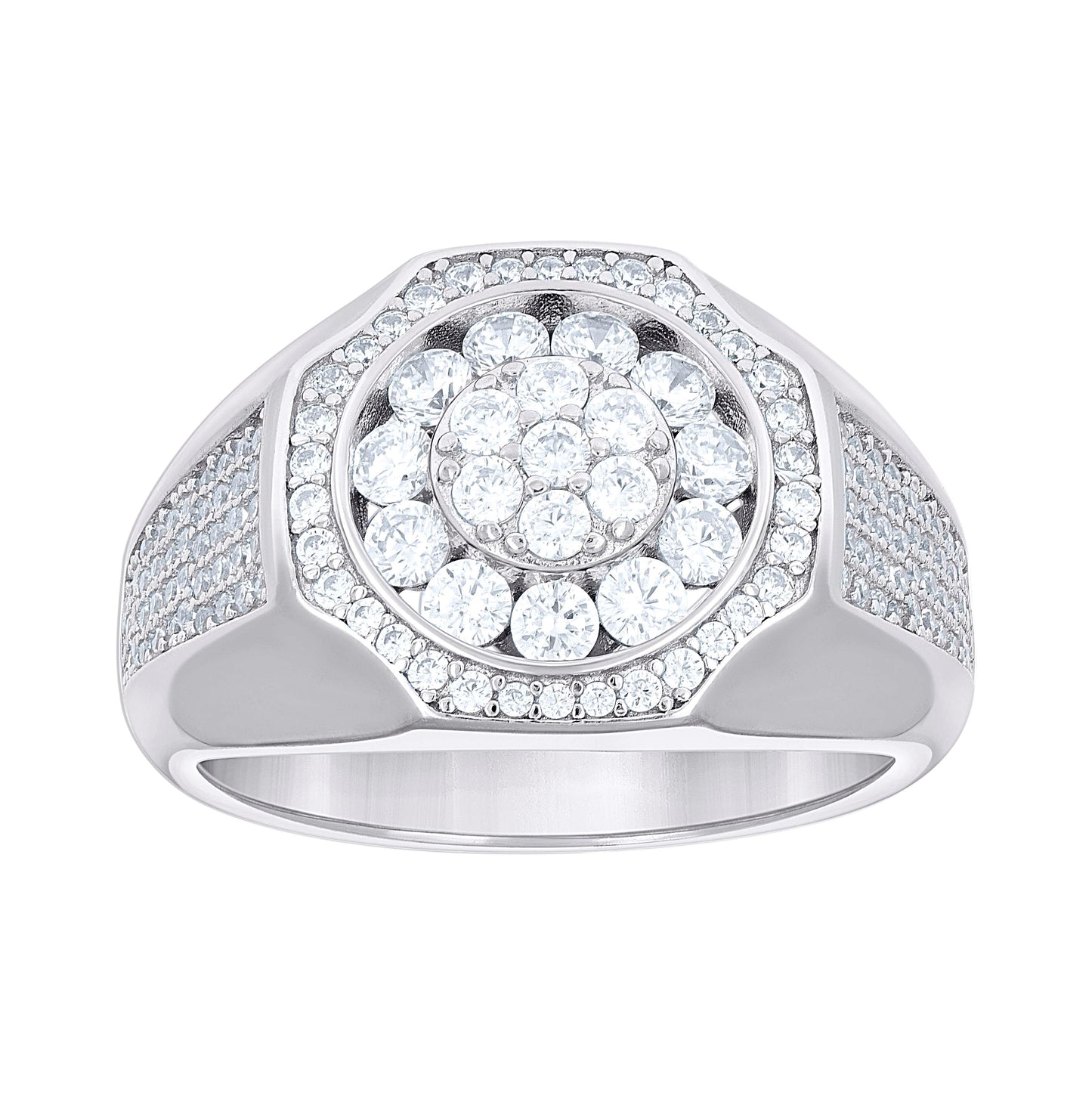 Sterling Silver Men's Cubic-Zirconia Fashion Bridal Anniversary Wedding Engagement Band Ring