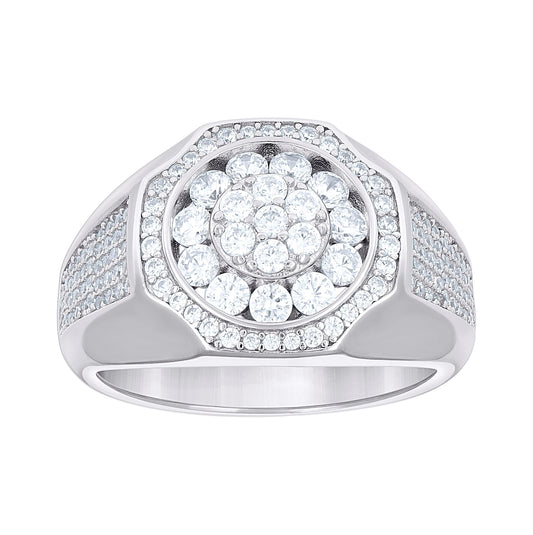 Sterling Silver Men's Cubic-Zirconia Fashion Bridal Anniversary Wedding Engagement Band Ring