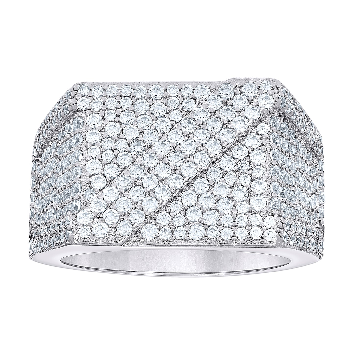 Sterling Silver Mens Cubic-Zirconia Square Head Fashion Ring Size 10