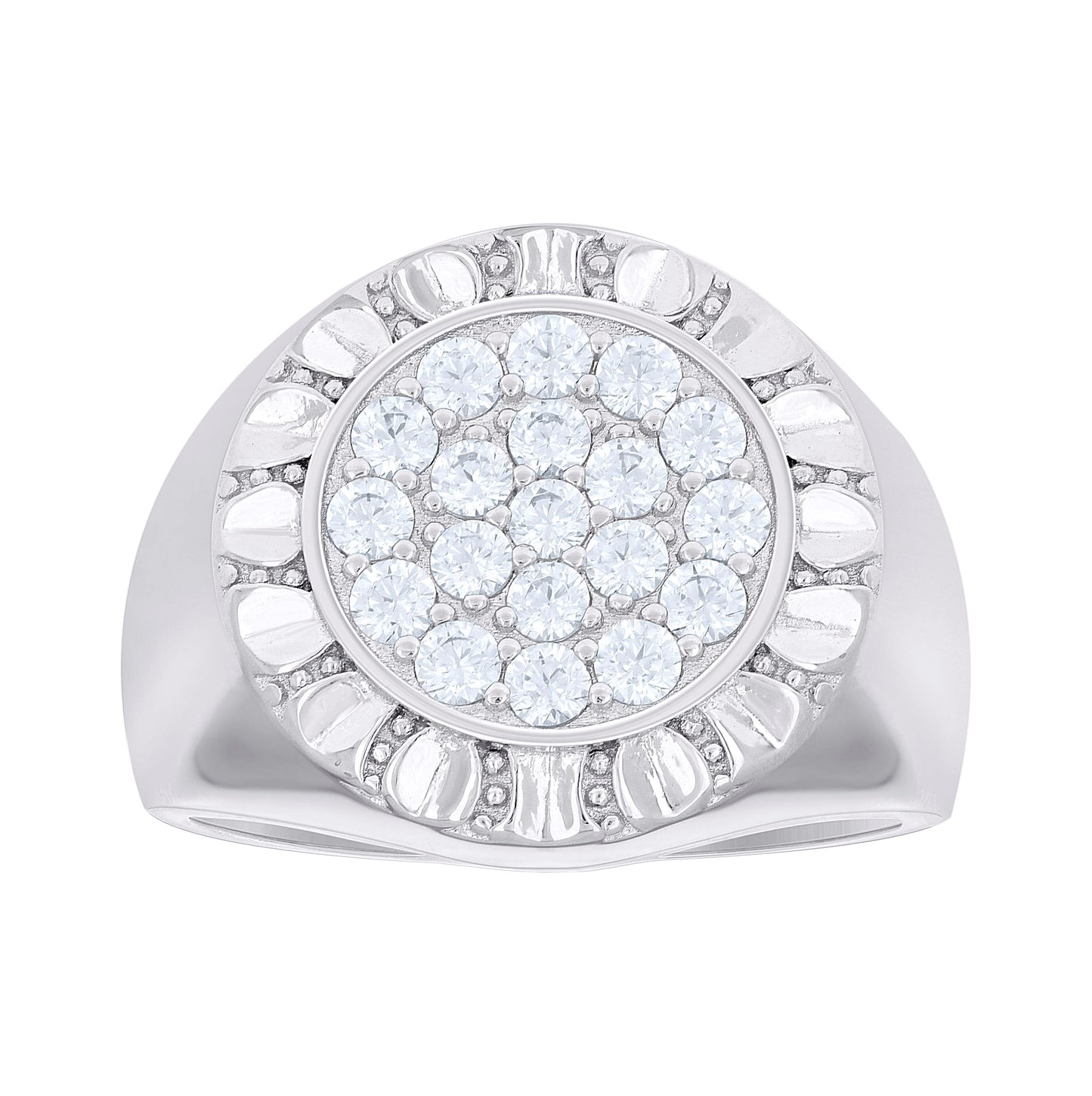Sterling Silver Mens Cubic-Zirconia Round Head Fashion Bridal Anniversary Wedding Engagement Band Ring