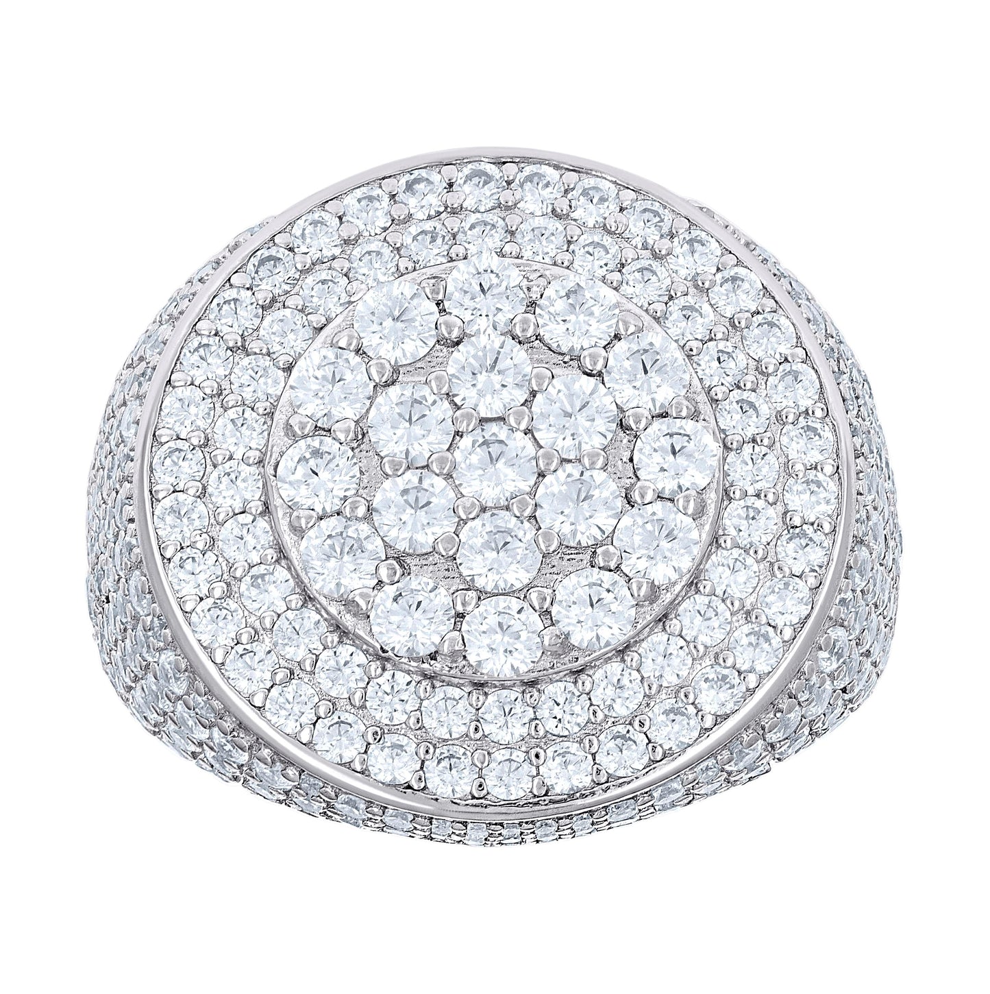 Sterling Silver Men's Cubic-Zirconia Cluster Round Head Fashion Bridal Anniversary Wedding Engagement Band Ring