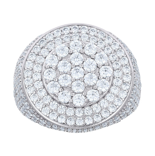 Sterling Silver Men's Cubic-Zirconia Cluster Round Head Fashion Bridal Anniversary Wedding Engagement Band Ring