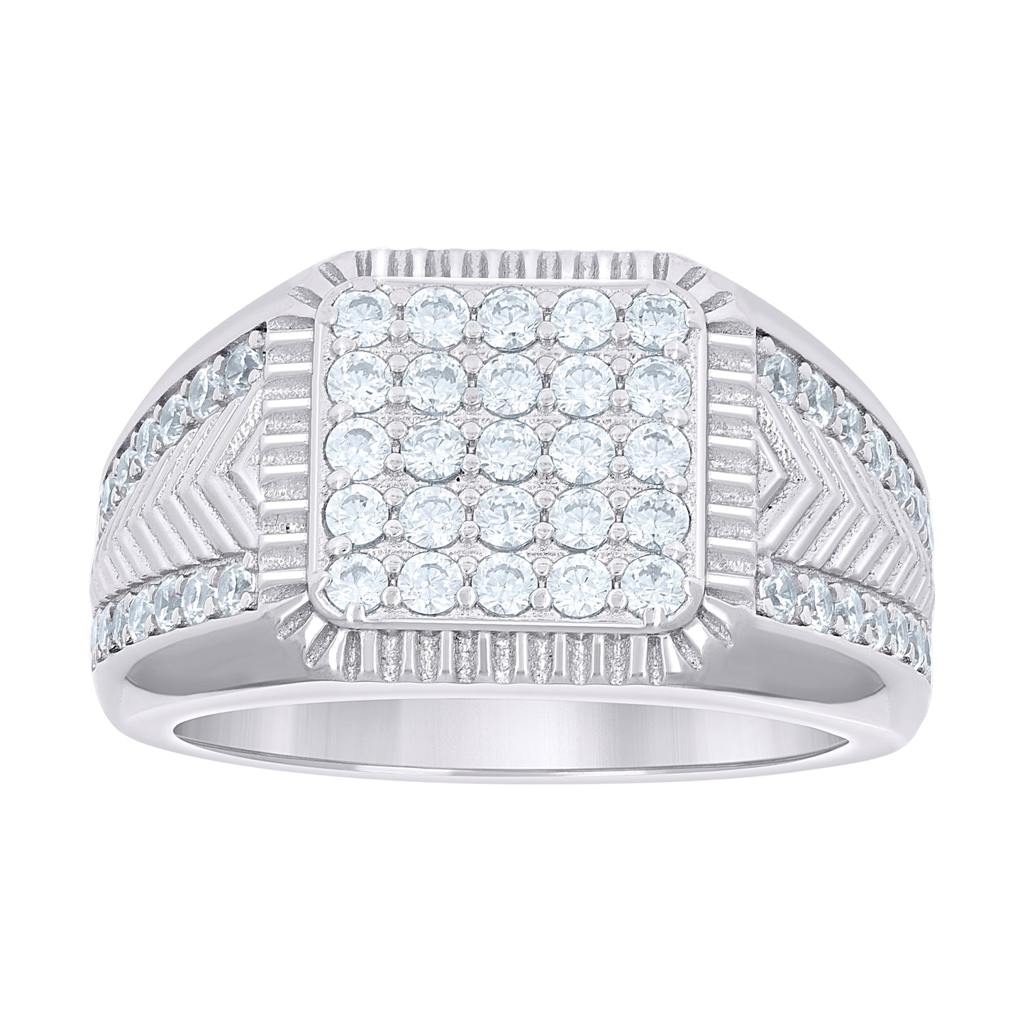 Sterling Silver Mens Cubic-Zirconia Square Head Fashion Ring Size 10