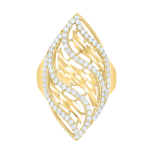 10K Yellow Gold Womens Cubic-Zirconia Fashion Ring