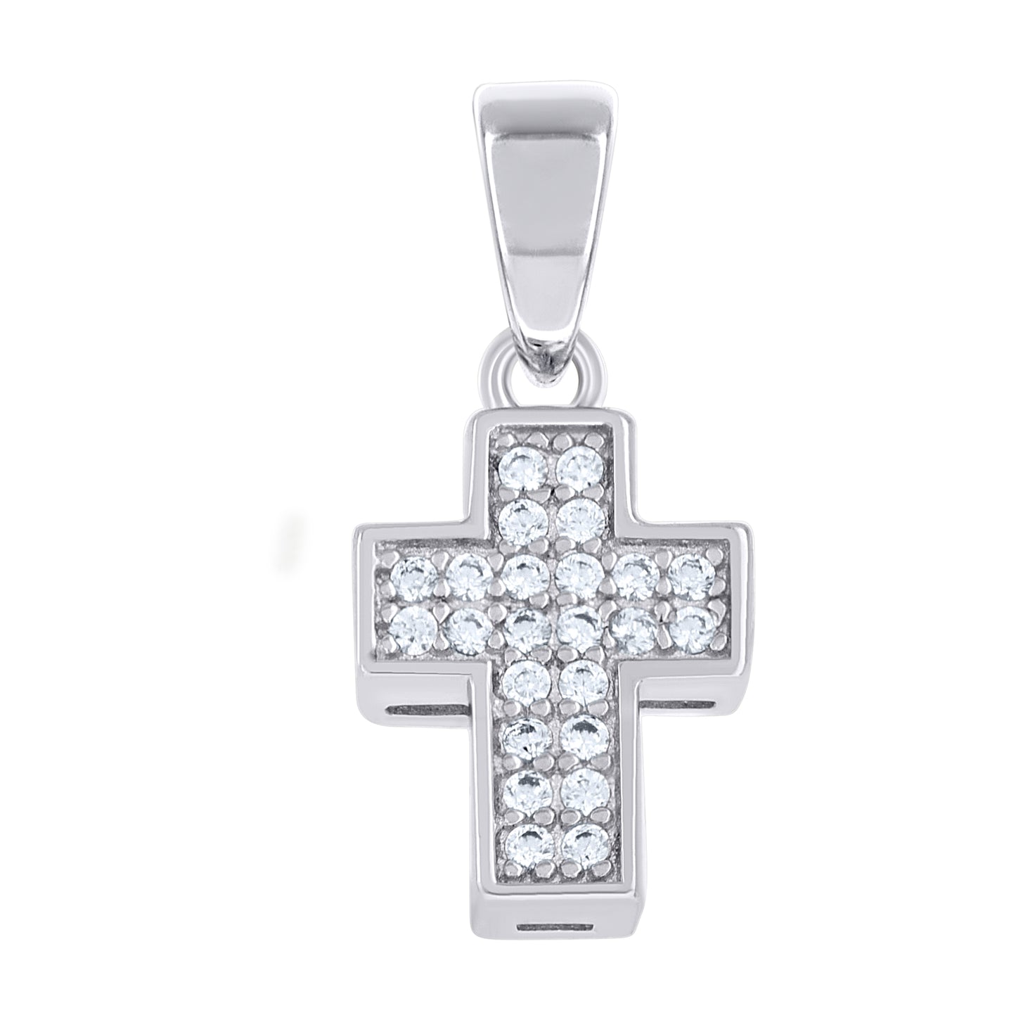 Sterling Silver Unisex Cubic-Zirconia Cross Religious Charm Pendant