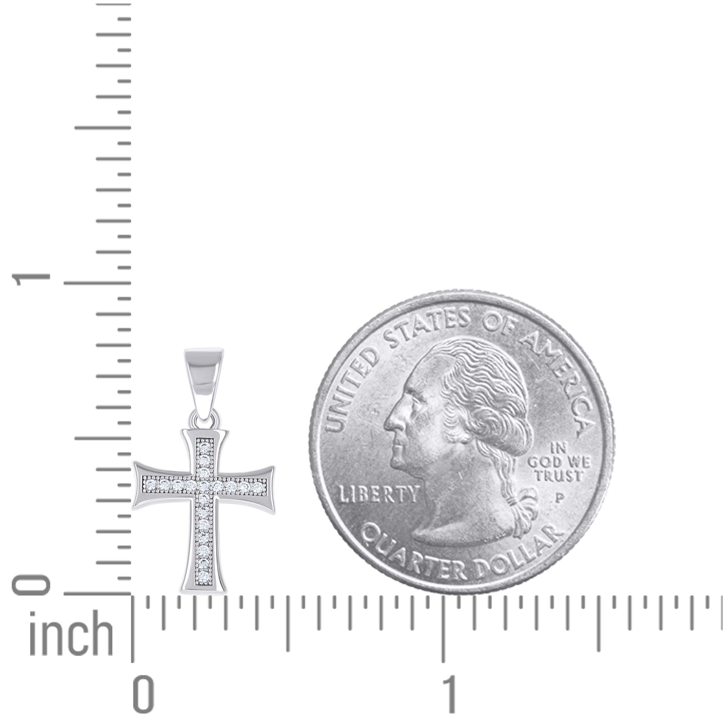 Sterling Silver Unisex Cubic-Zirconia Cross Religious Pendant