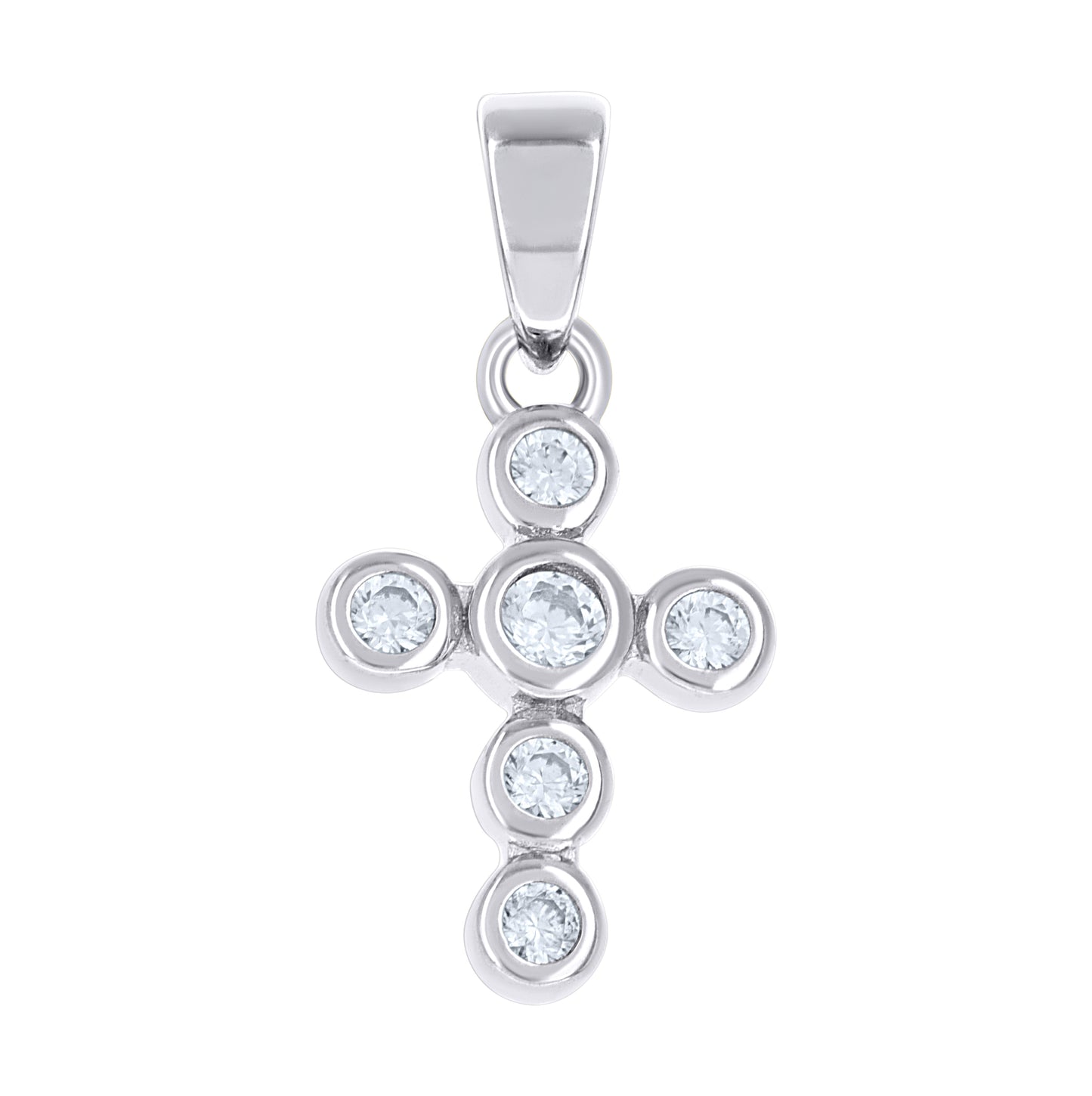 Sterling Silver Womens Cubic-Zirconia Cross Religious Charm Pendant