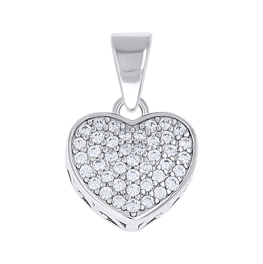 Sterling Silver Womens Cubic-Zirconia Heart Pendant