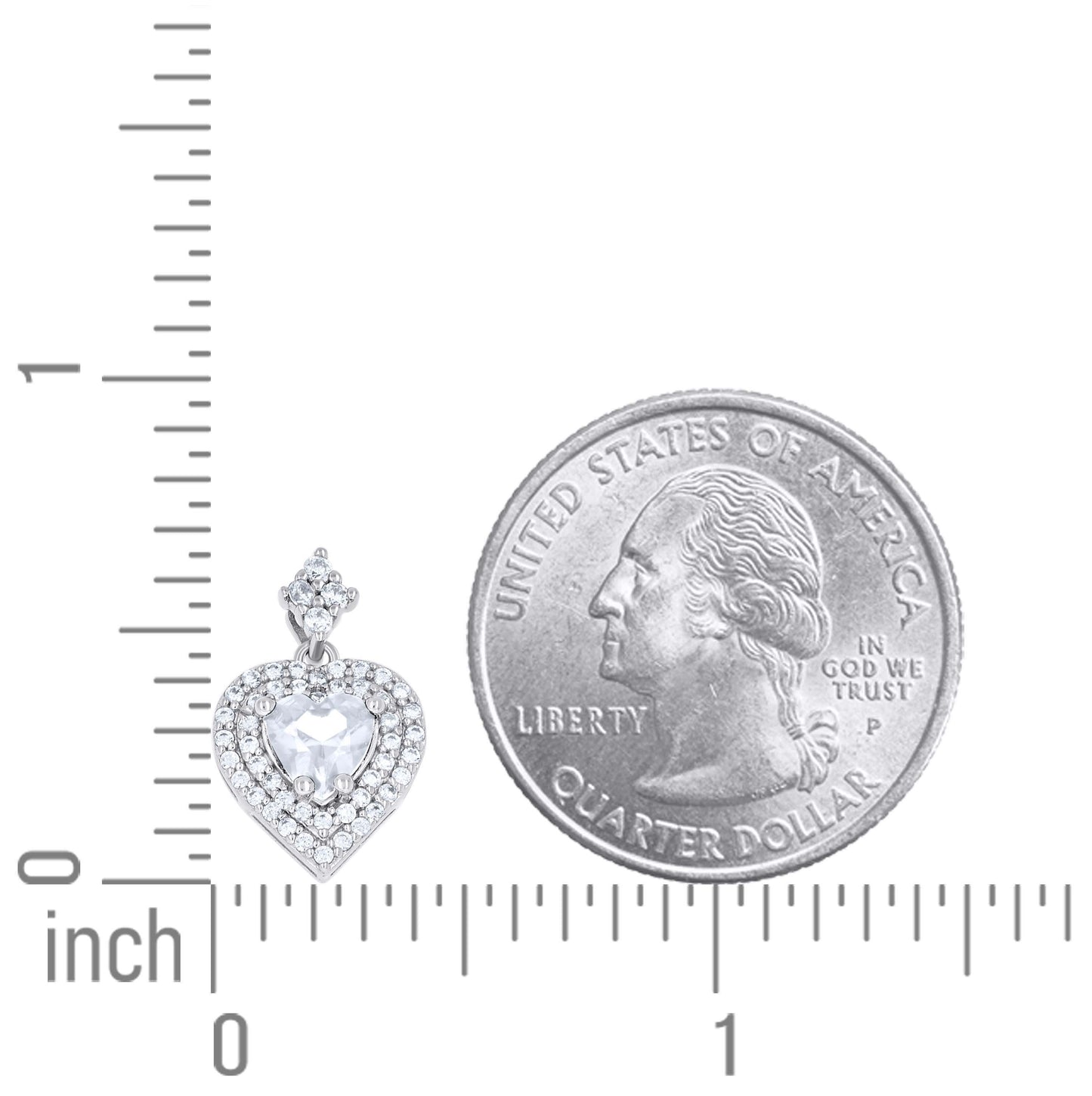 Sterling Silver Womens Heart Round Cubic-Zirconia Heart Pendant