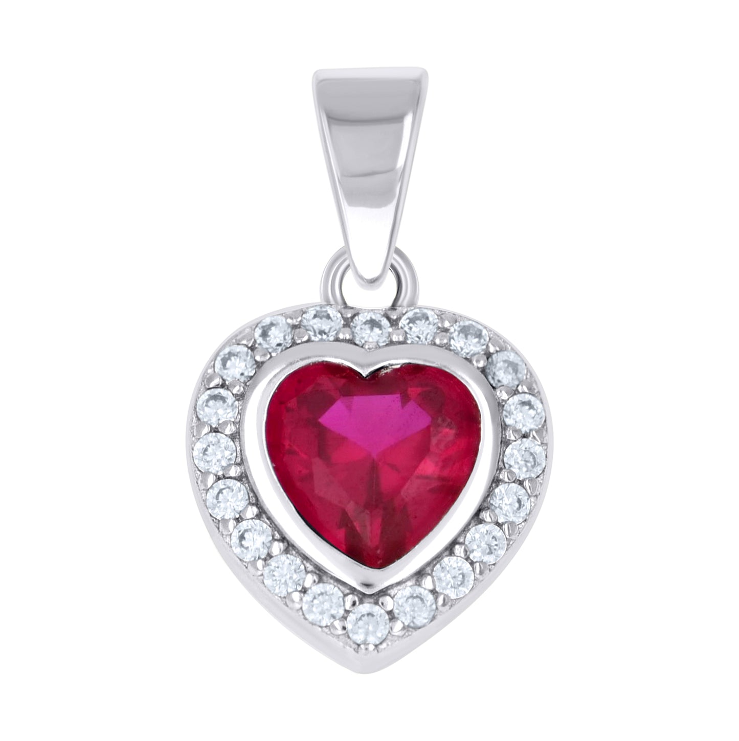 Sterling Silver Womens Heart Round Cubic-Zirconia Heart Stud Earrings And Pendant Set