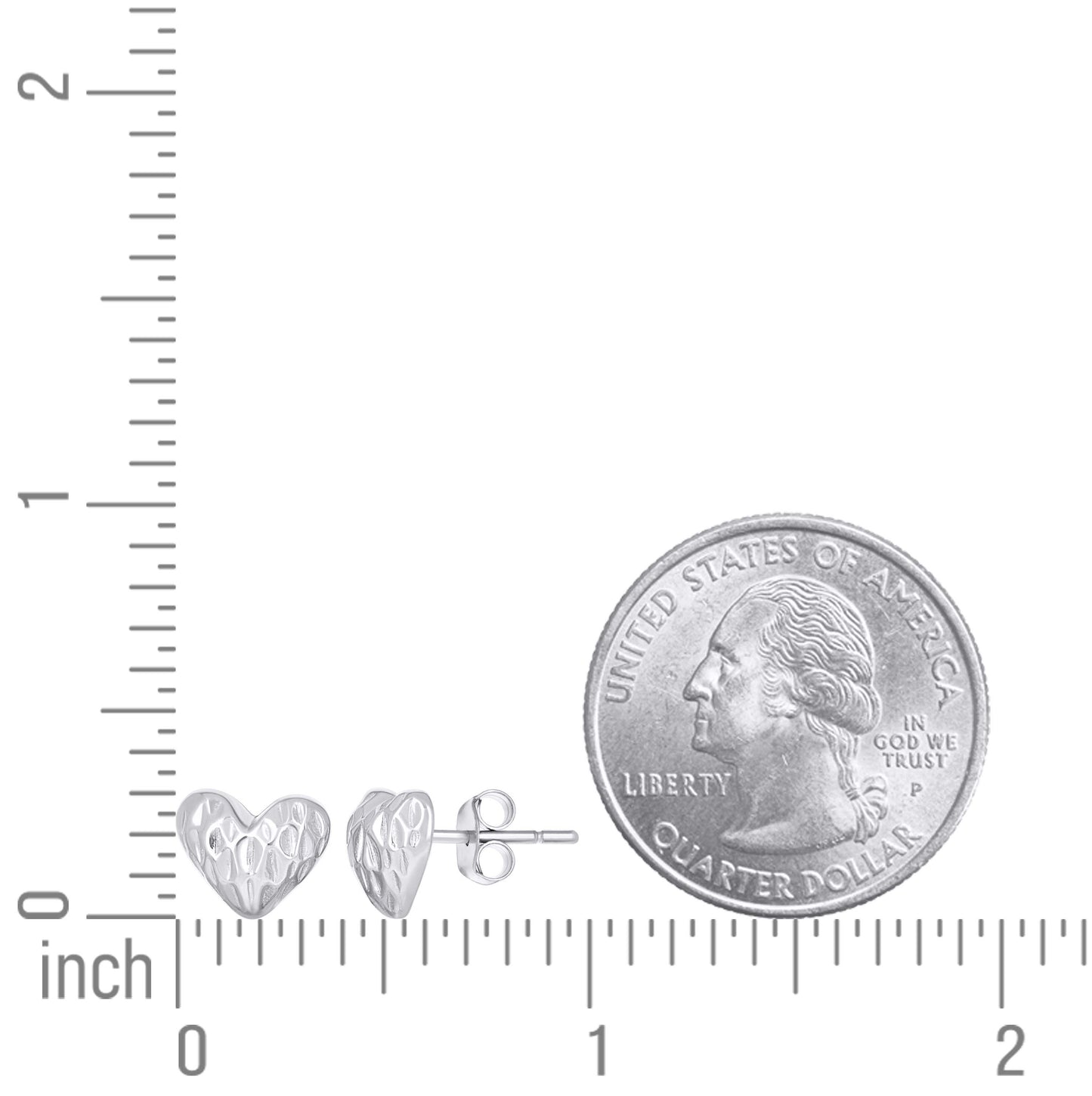 Sterling Silver Womens Heart Stud Earrings