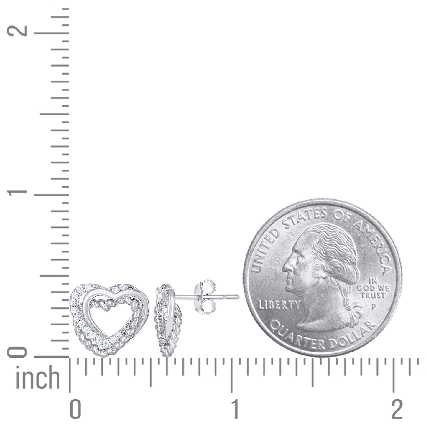 Sterling Silver Womens Cubic-Zirconia Intertwined Hearts Stud Earrings