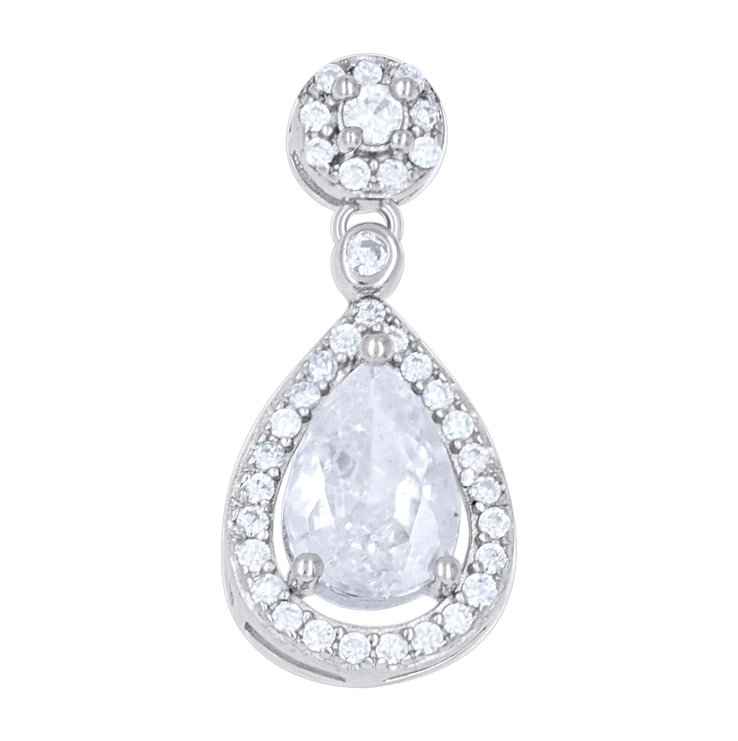 Sterling Silver Womens Teardrop Round Cubic-Zirconia Halo Teardrop Fashion Earrings And Pendant Set
