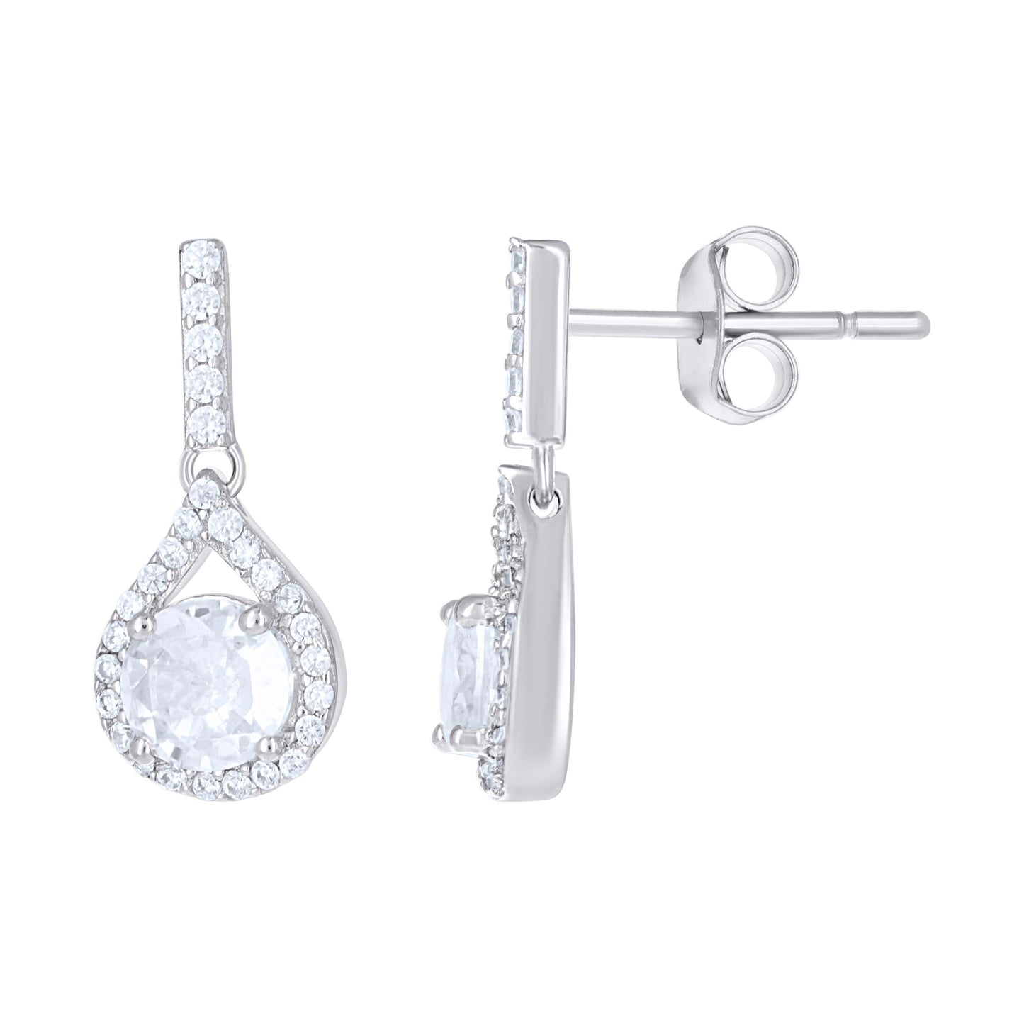 Sterling Silver Womens Cubic-Zirconia Teardrop Fashion Earrings And Pendant Set