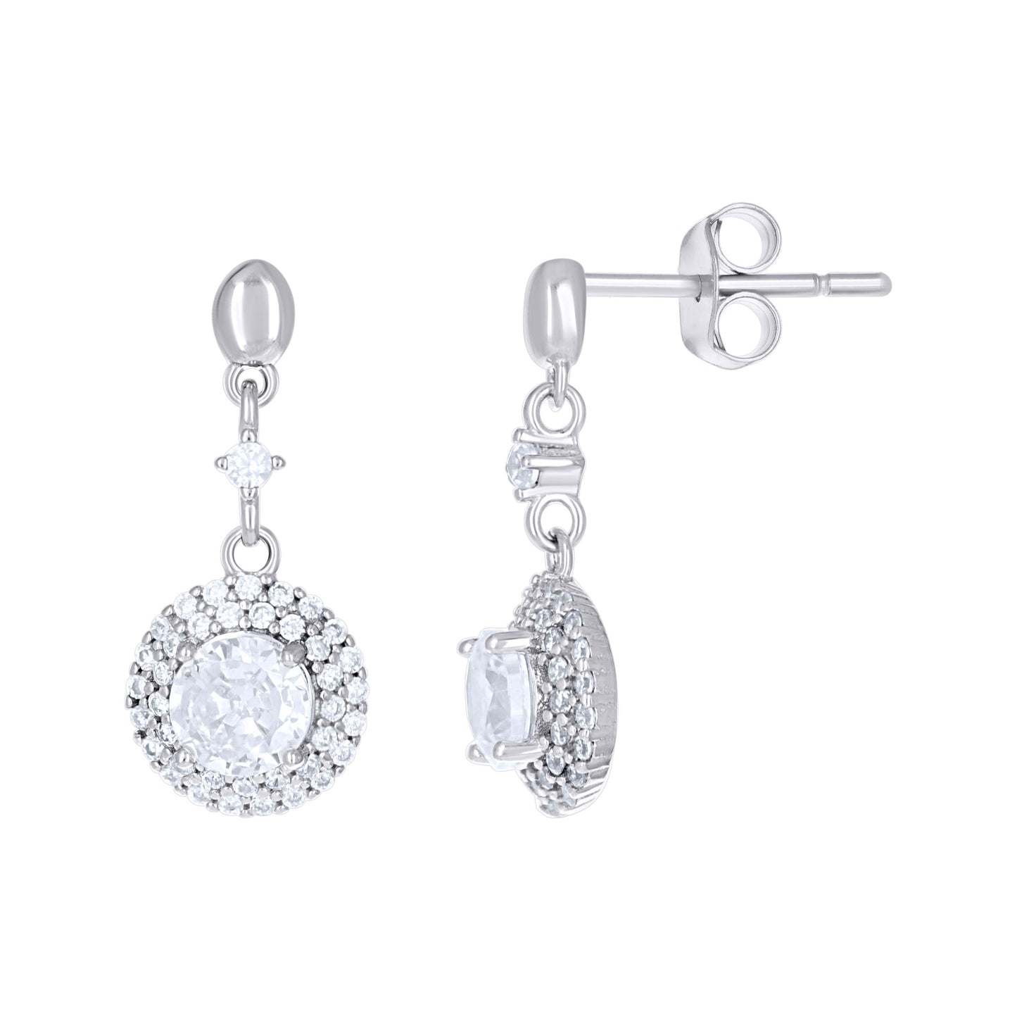 Sterling Silver Womens Cubic-Zirconia Round Fashion Earrings And Pendant Set