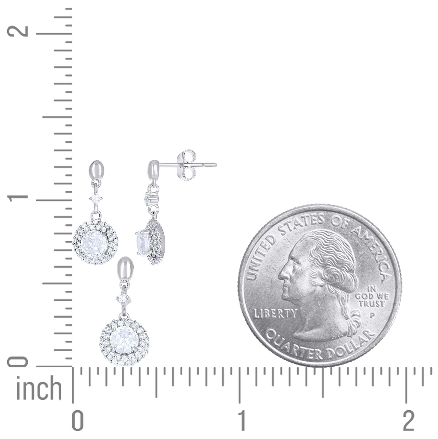 Sterling Silver Womens Cubic-Zirconia Round Fashion Earrings And Pendant Set