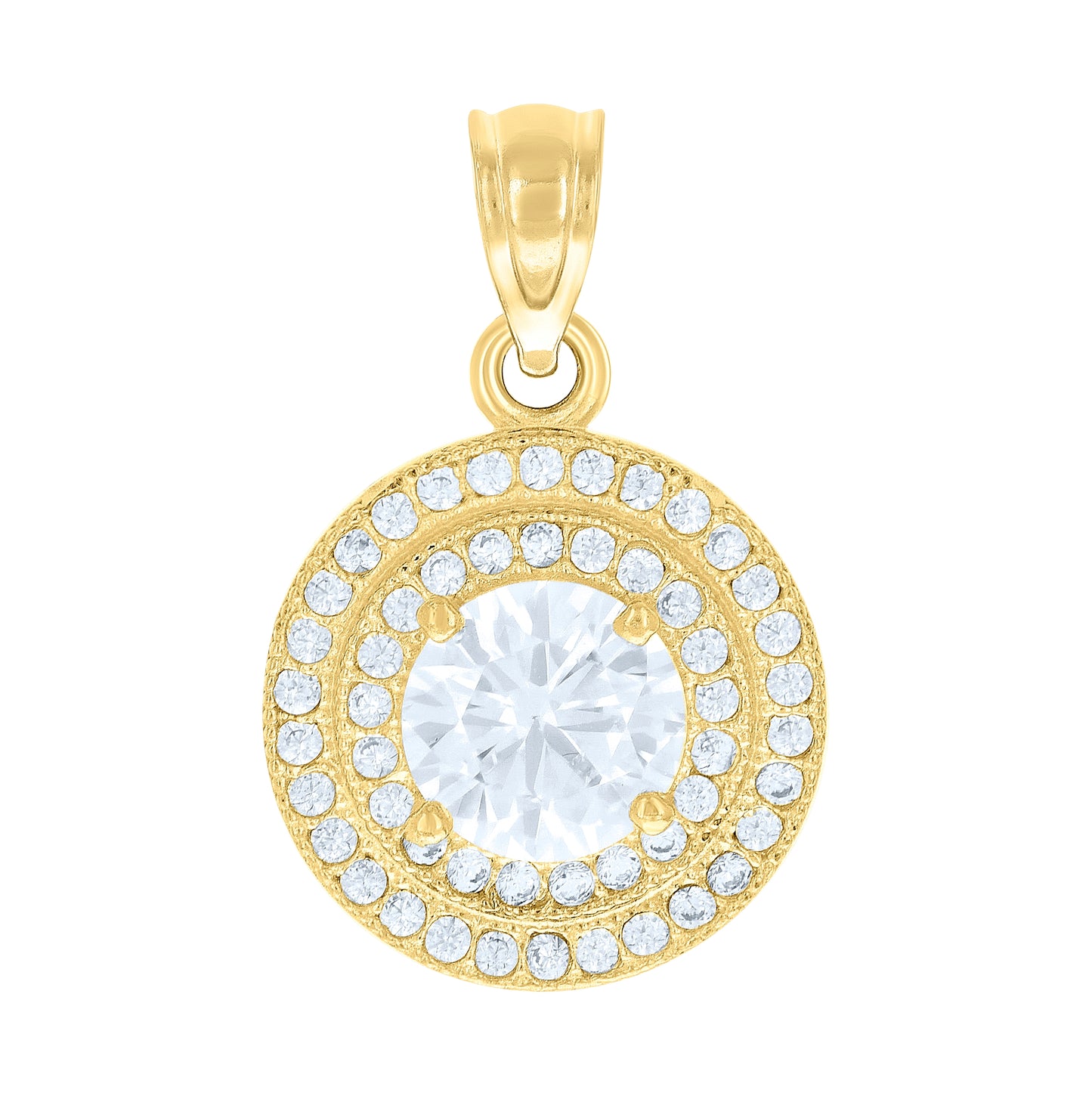 14K Yellow Gold Womens Cubic-Zirconia Round Fashion Charm Pendant