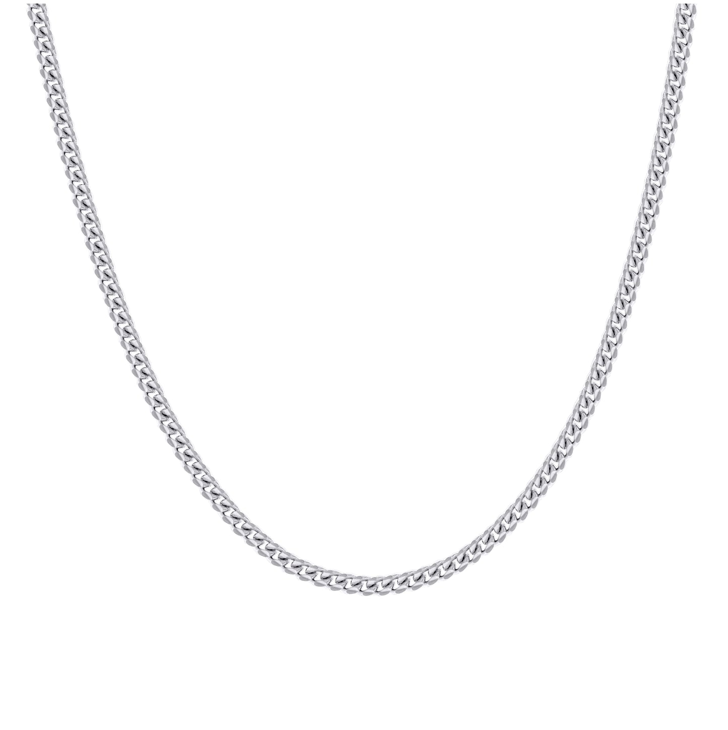 Sterling Silver Rhodium Plated Solid Miami Cuban Chain