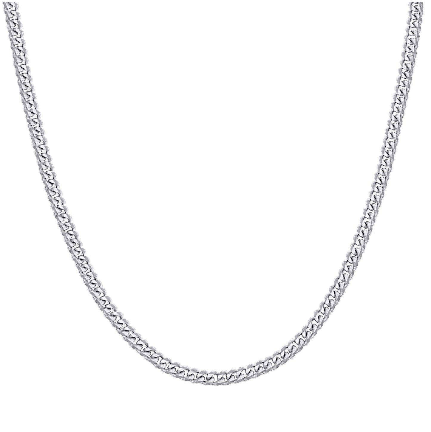 Sterling Silver Rhodium Plated Solid Miami Cuban Chain