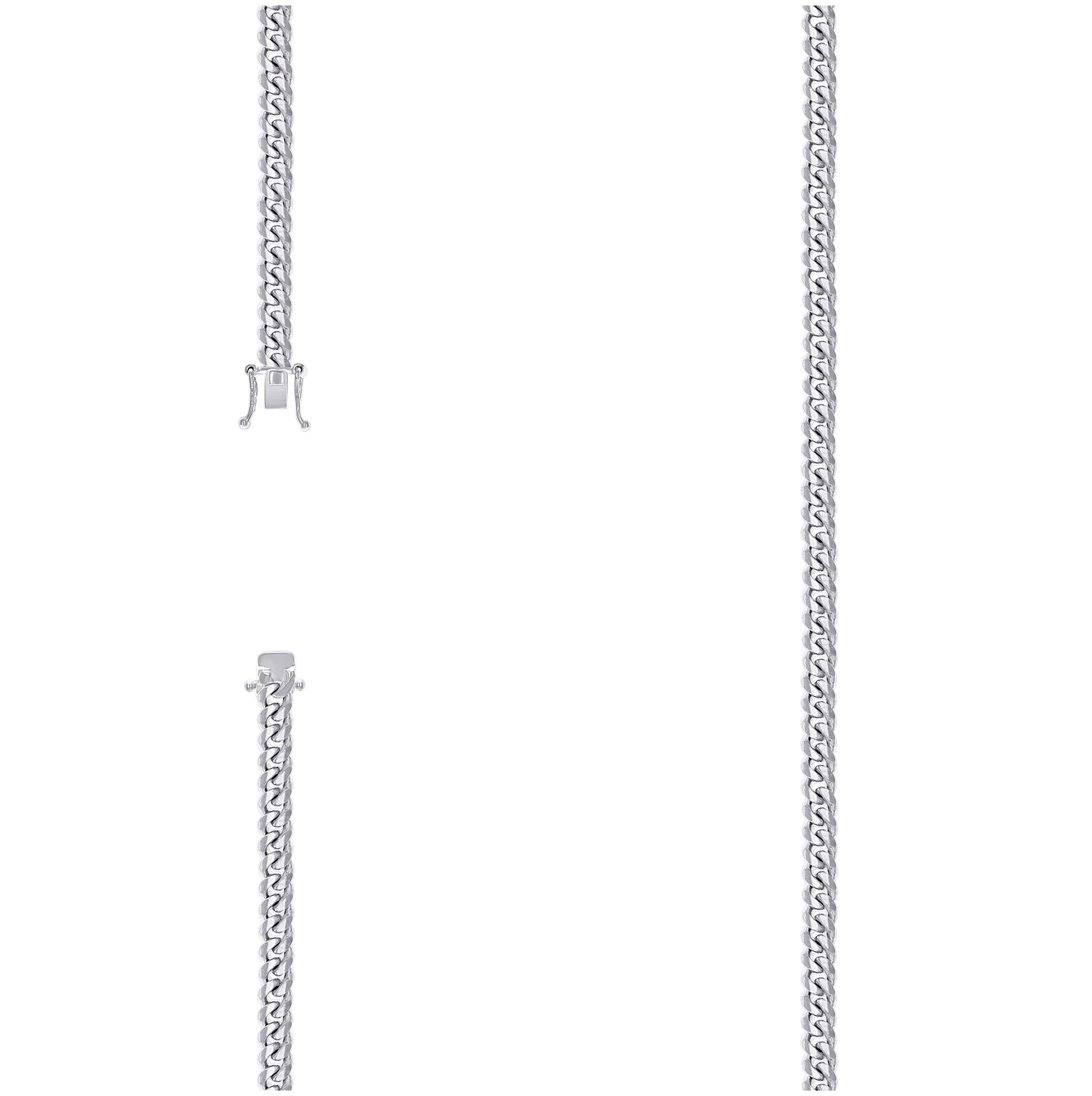 Sterling Silver Rhodium Plated Solid Miami Cuban Chain