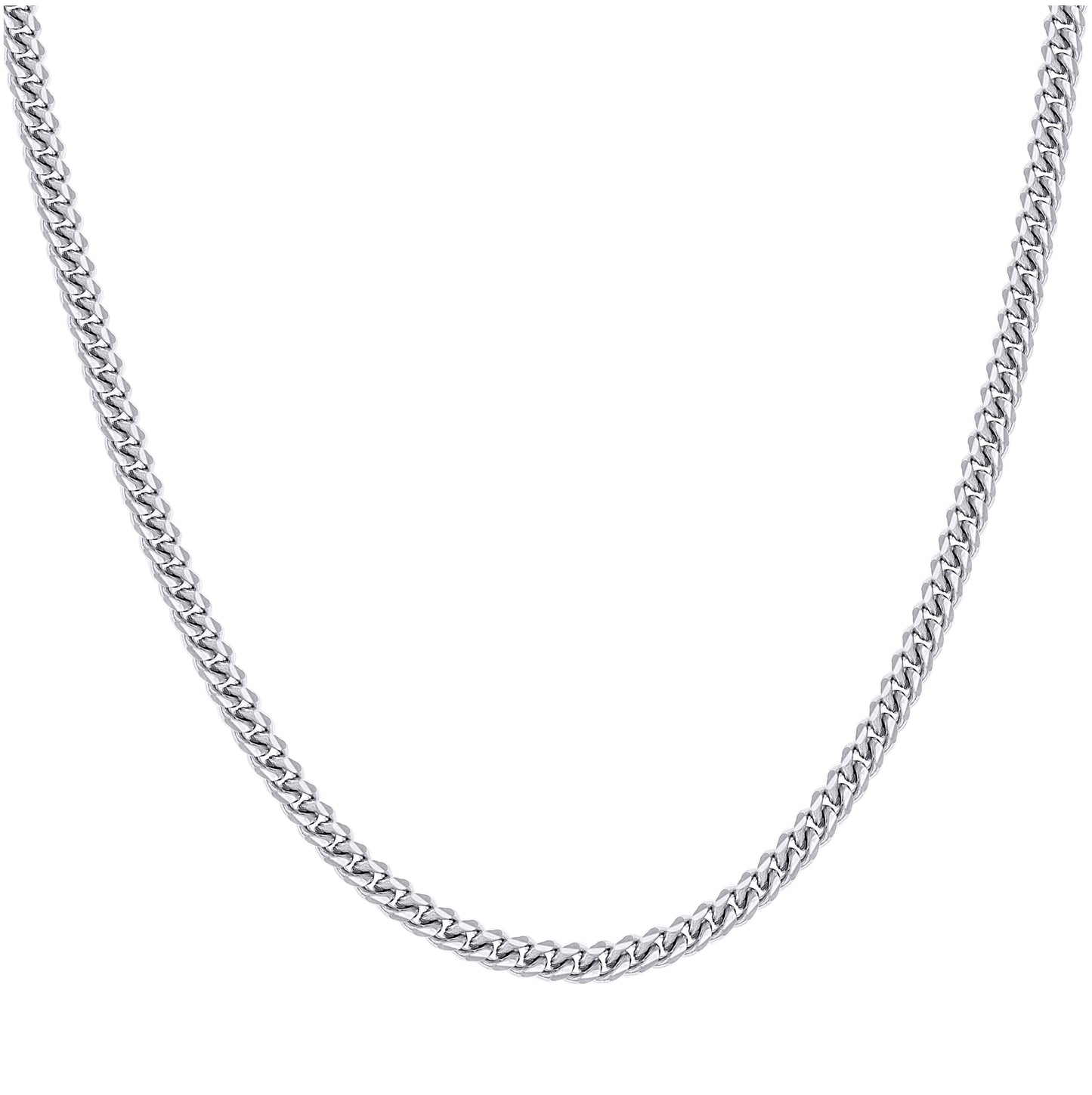 Sterling Silver Rhodium Plated Solid Miami Cuban Chain