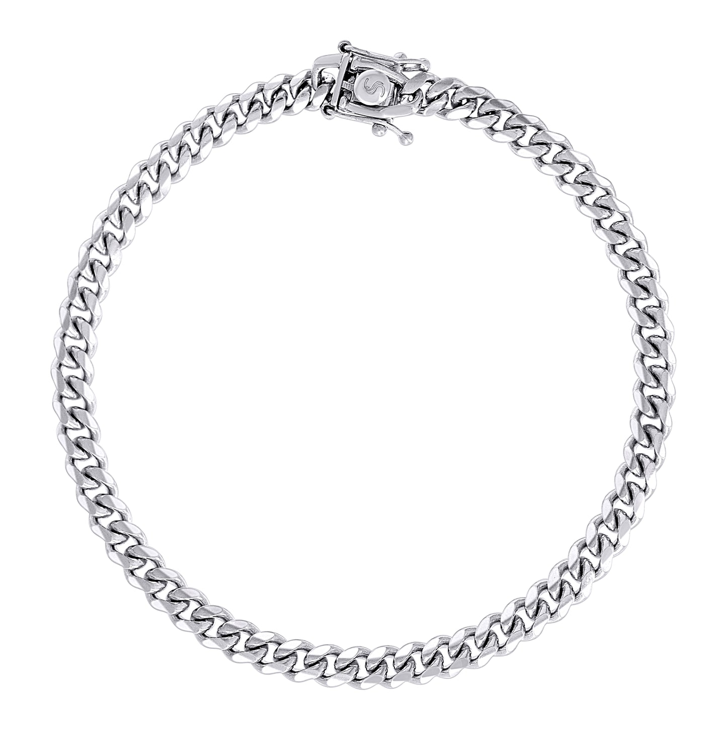 Sterling Silver Rhodium Plated Solid Miami Cuban Chain