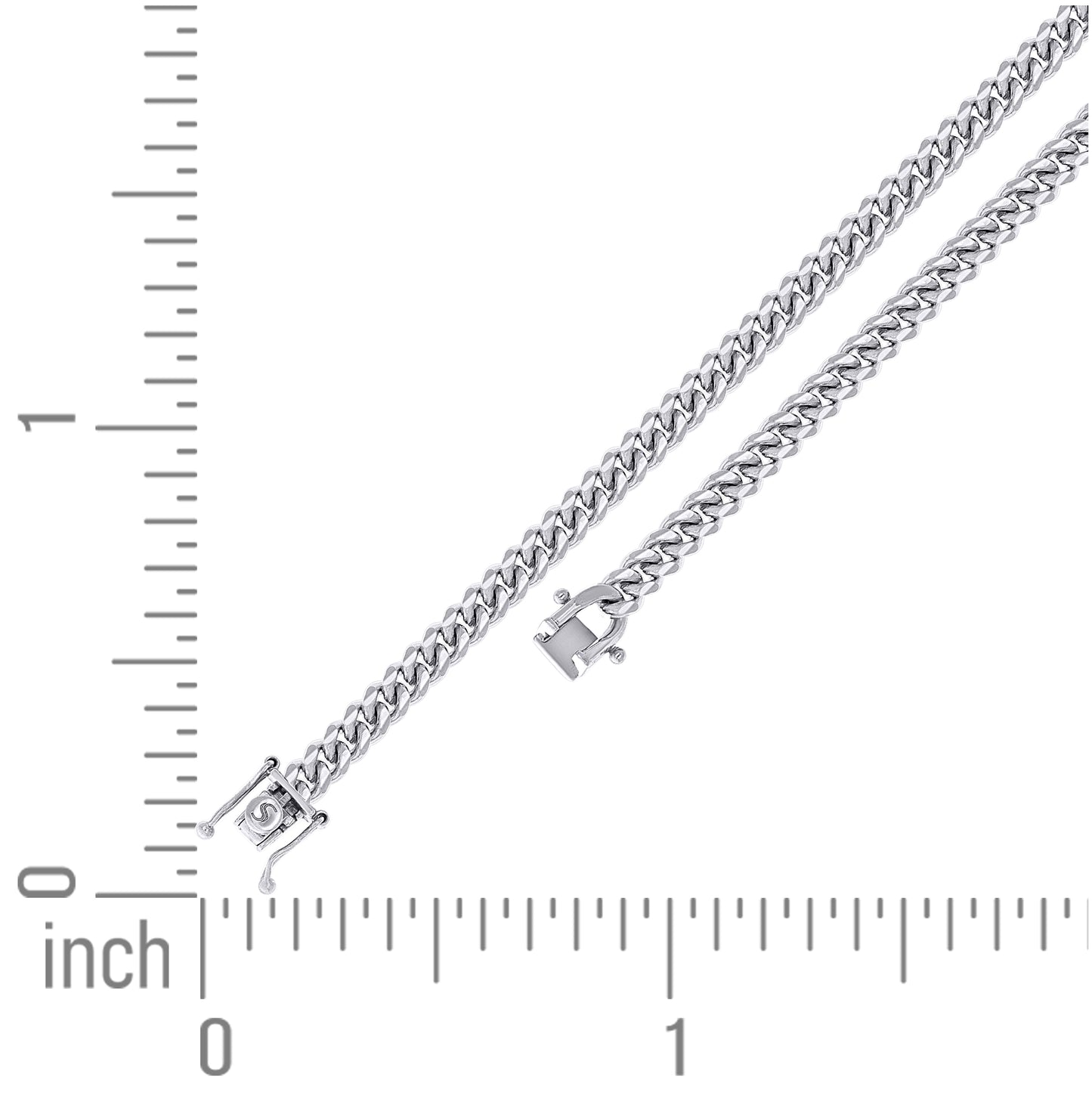 Sterling Silver Rhodium Plated Solid Miami Cuban Chain