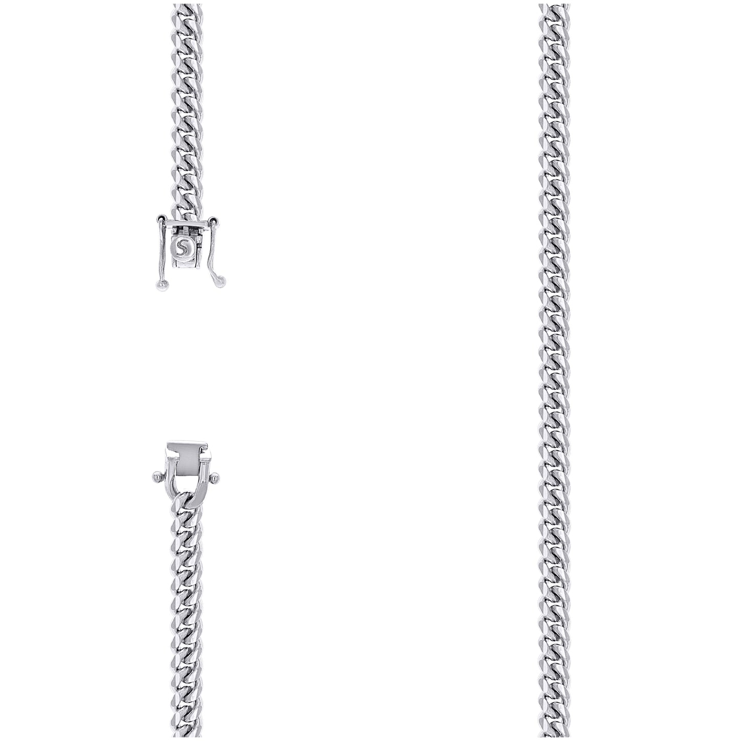 Sterling Silver Rhodium Plated Solid Miami Cuban Chain