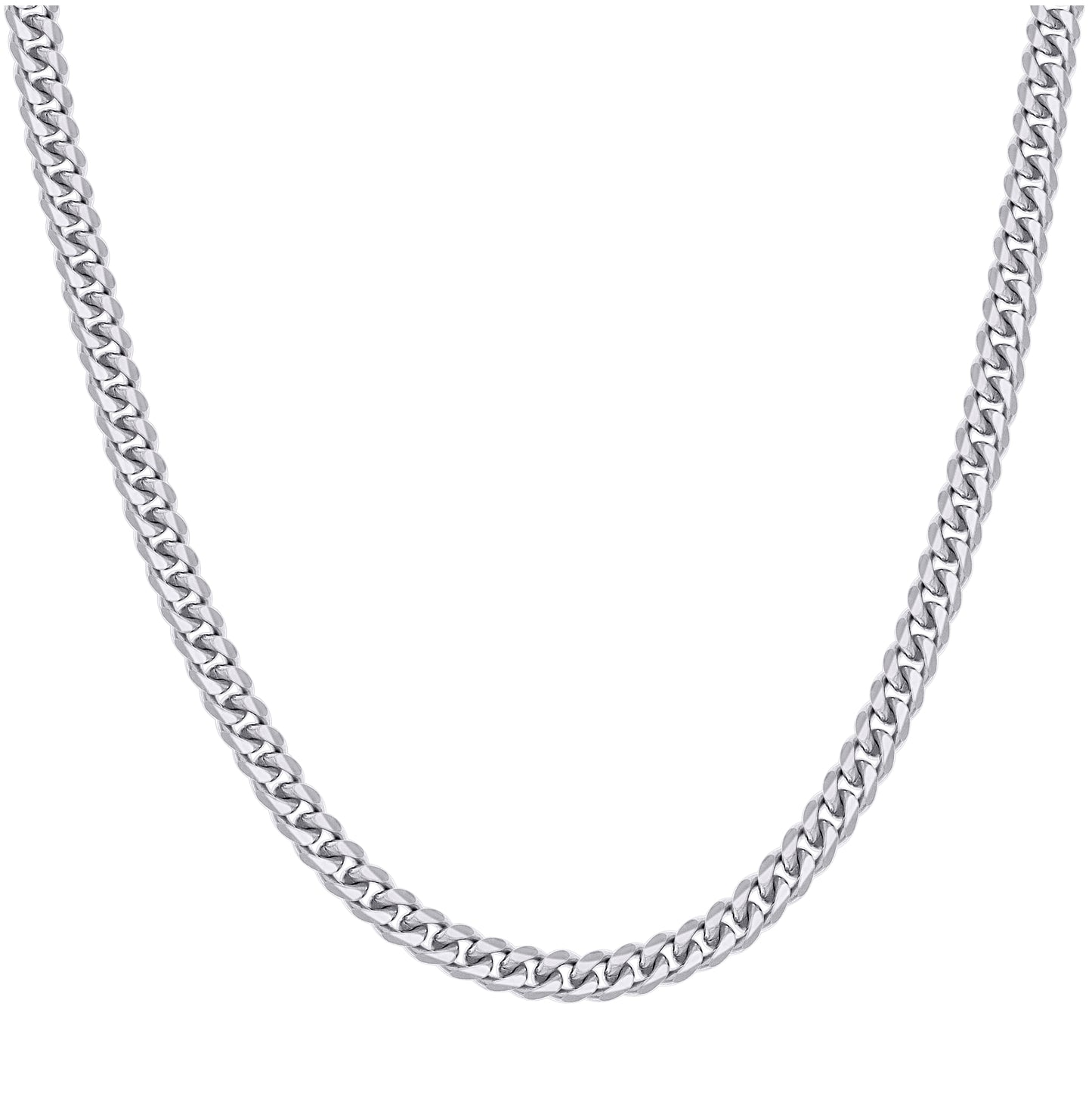 Sterling Silver Rhodium Plated Solid Miami Cuban Chain