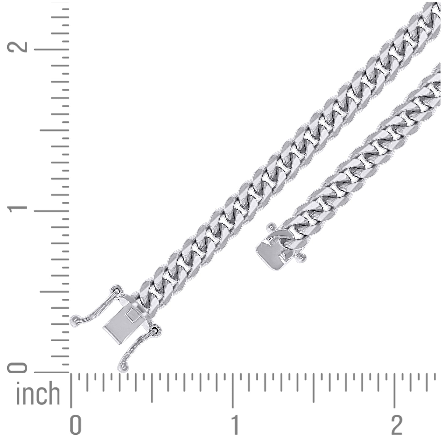 Sterling Silver Rhodium Plated Solid Miami Cuban Chain