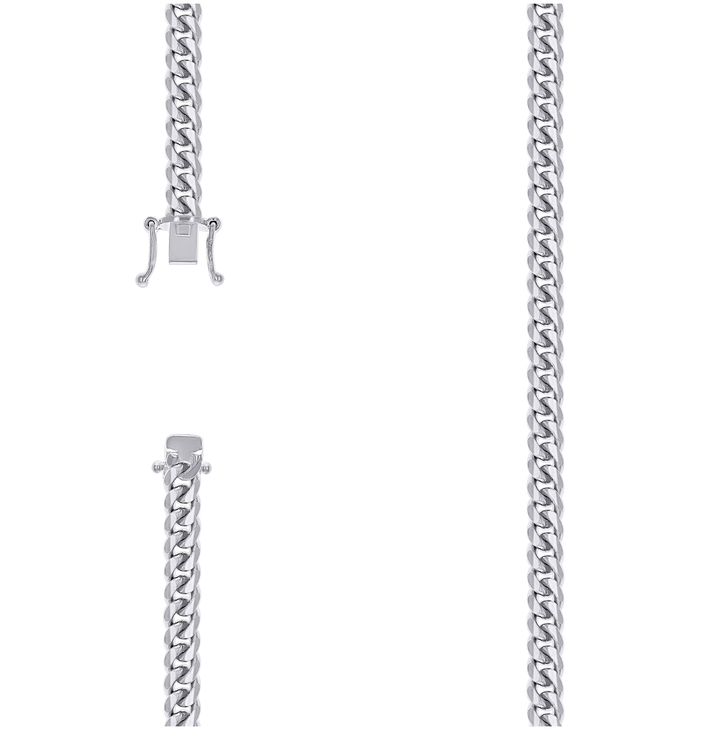 Sterling Silver Rhodium Plated Solid Miami Cuban Chain