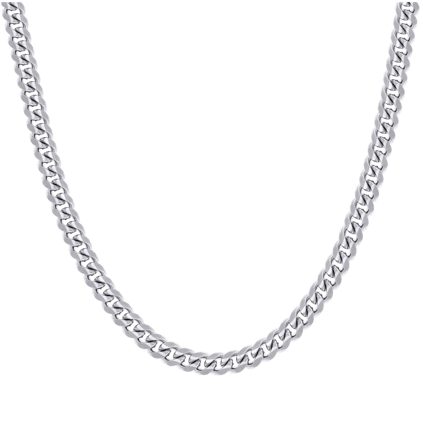 Sterling Silver Rhodium Plated Solid Miami Cuban Chain