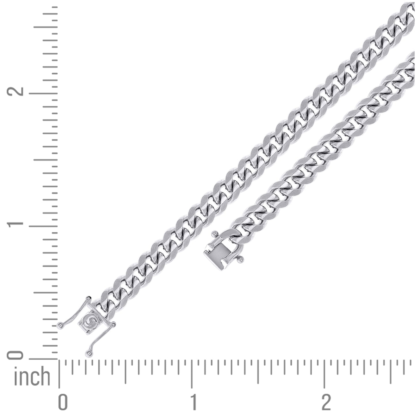 Sterling Silver Rhodium Plated Solid Miami Cuban Chain