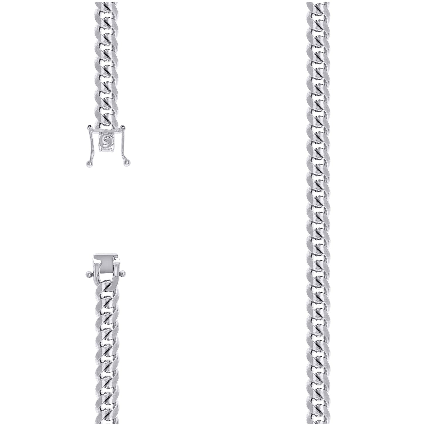 Sterling Silver Rhodium Plated Solid Miami Cuban Chain