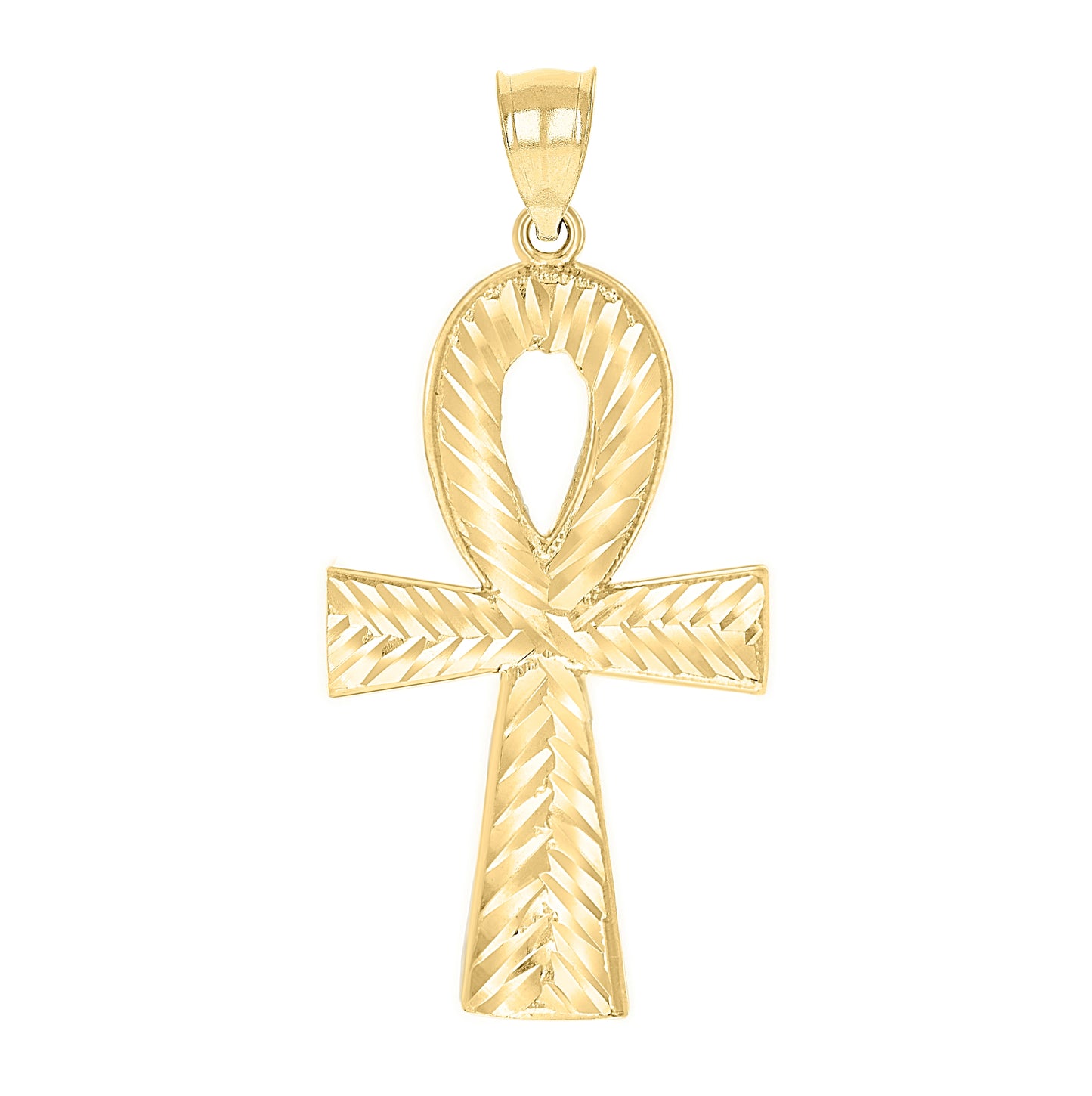 10K Yellow Gold Unisex Egyptian Ankh Cross Religious Charm Pendant