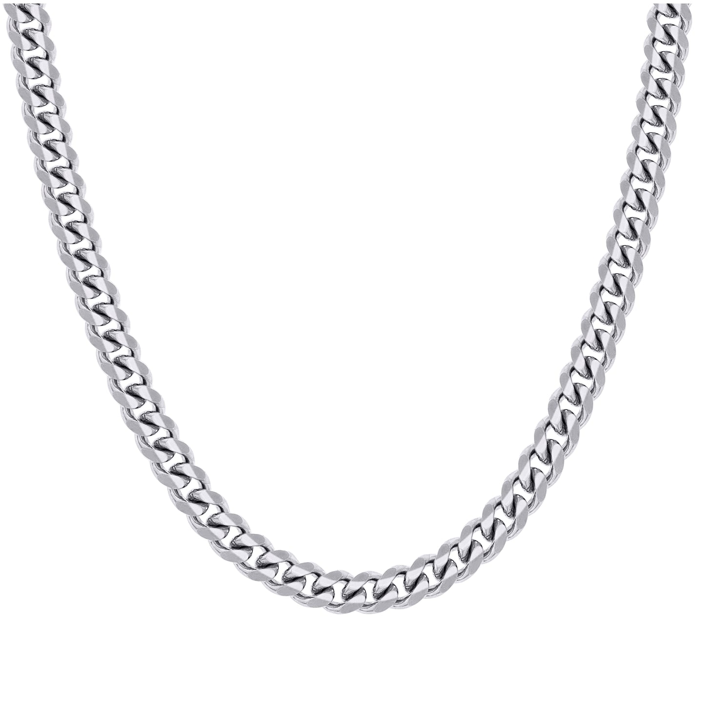 Sterling Silver Rhodium Plated Solid Miami Cuban Chain