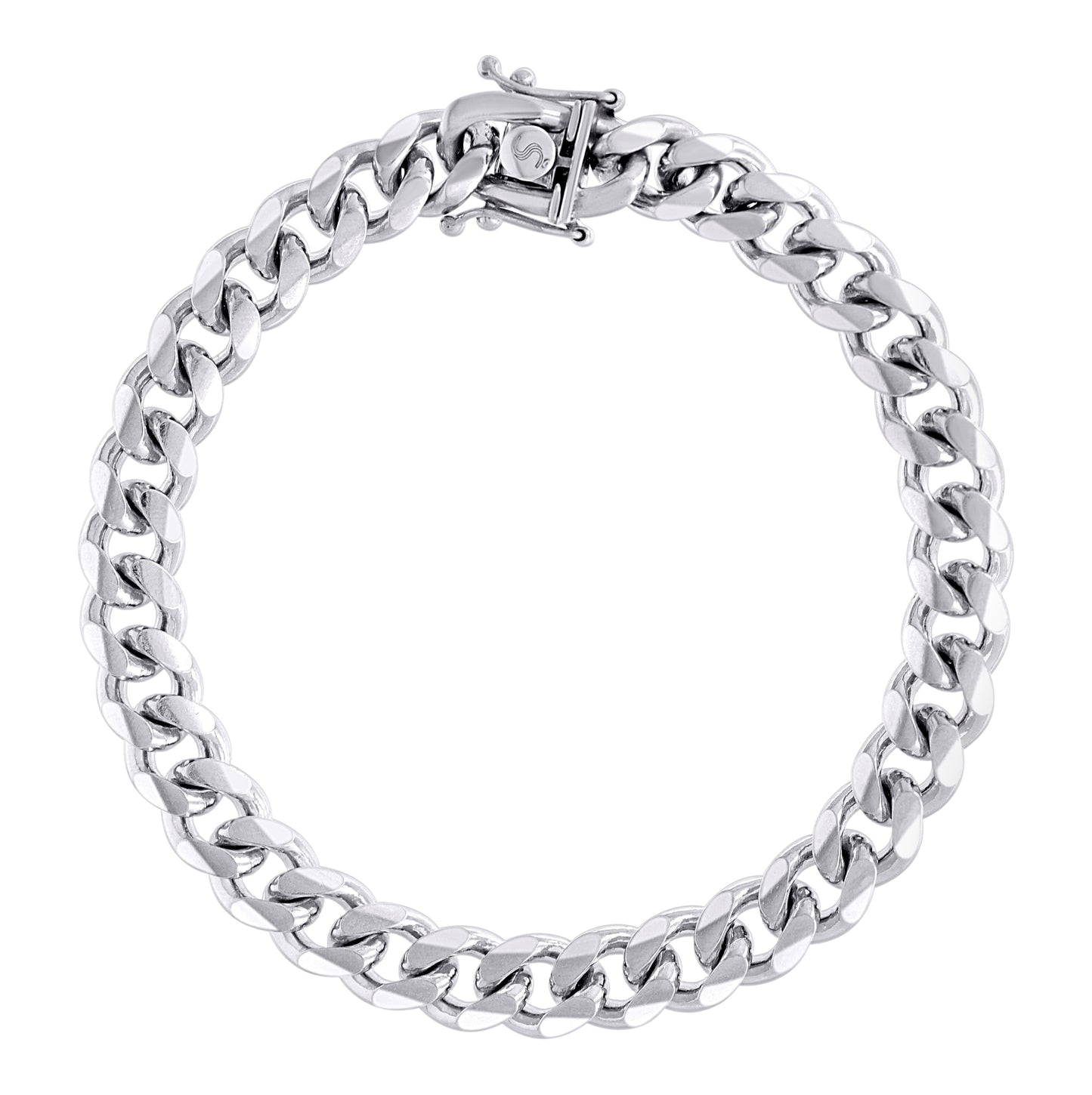 Sterling Silver Rhodium Plated Solid Miami Cuban Chain