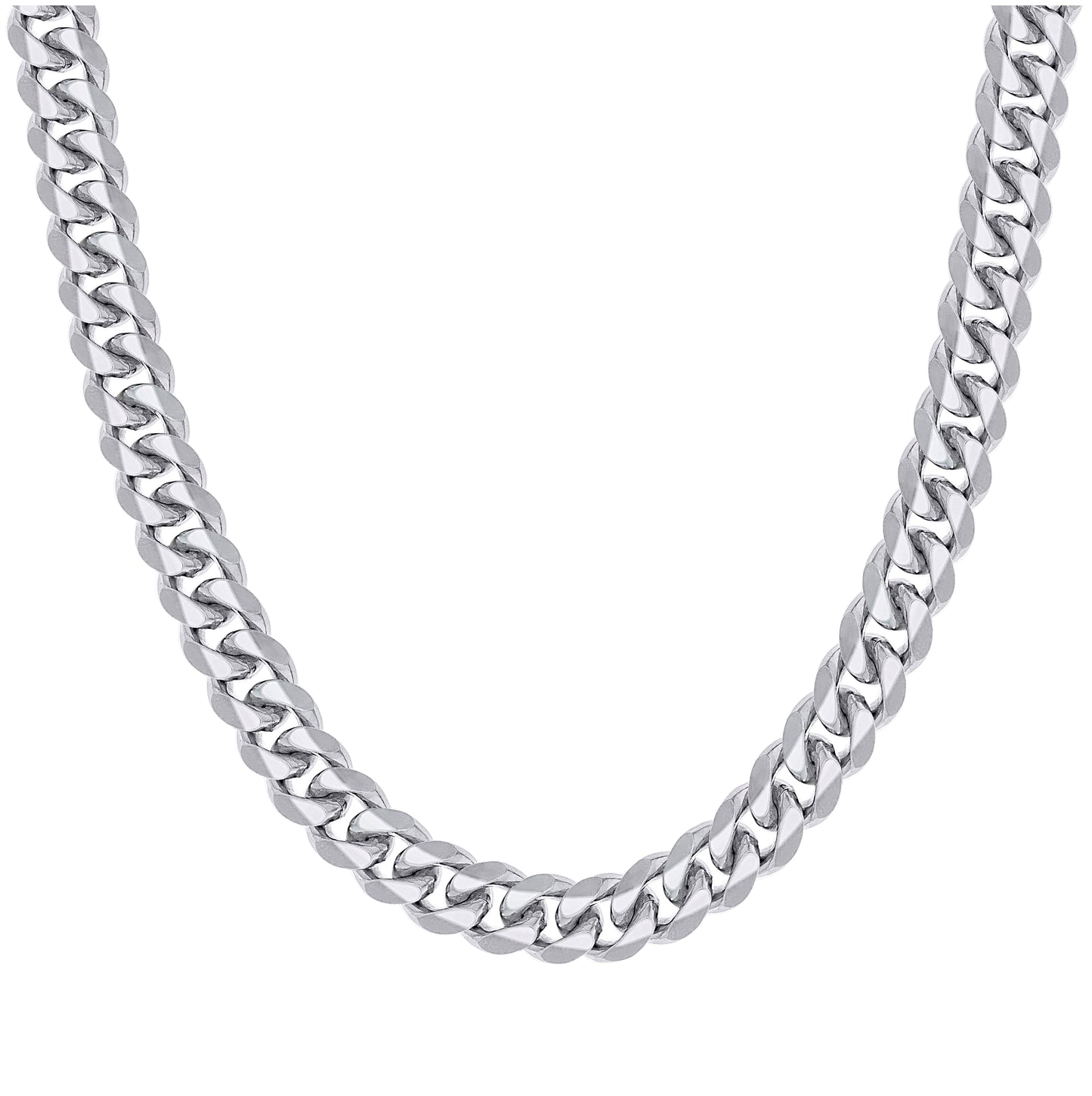 Sterling Silver Rhodium Plated Solid Miami Cuban Chain